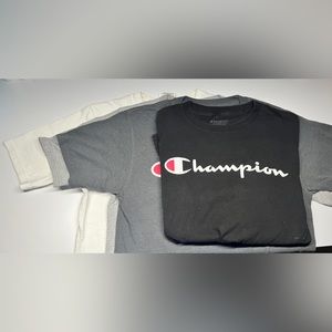 4 champion shirts (black, dark gray, gray,white)